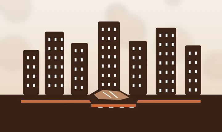 Illustration of a runner passing major marathon city skylines