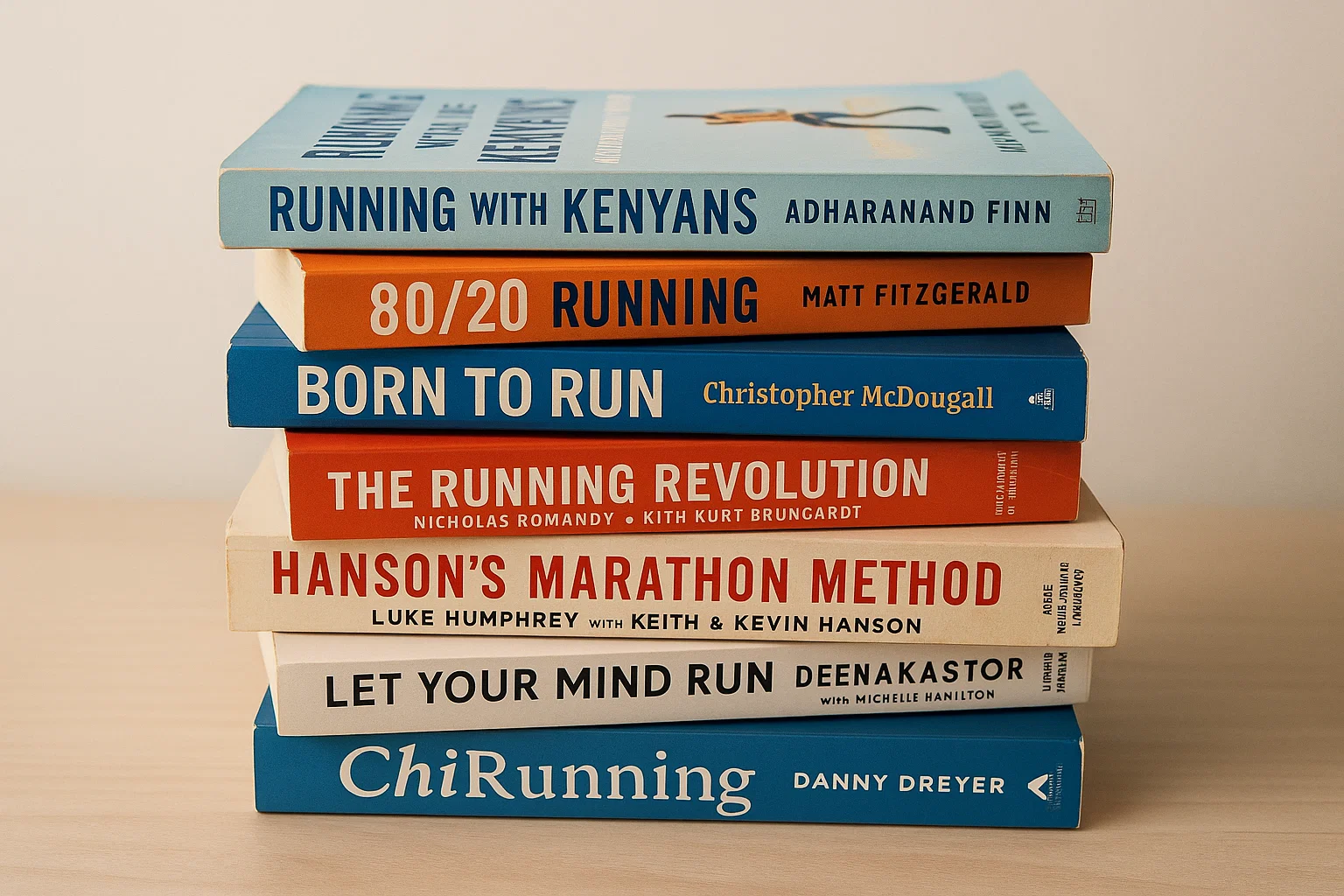 Stack of running books