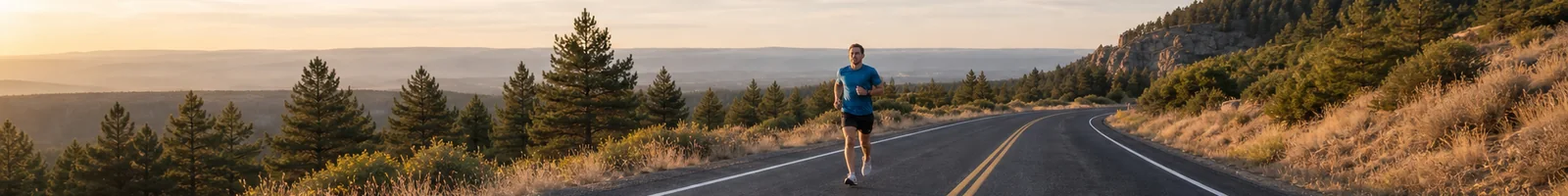 Runner pacing themselves on a road course
