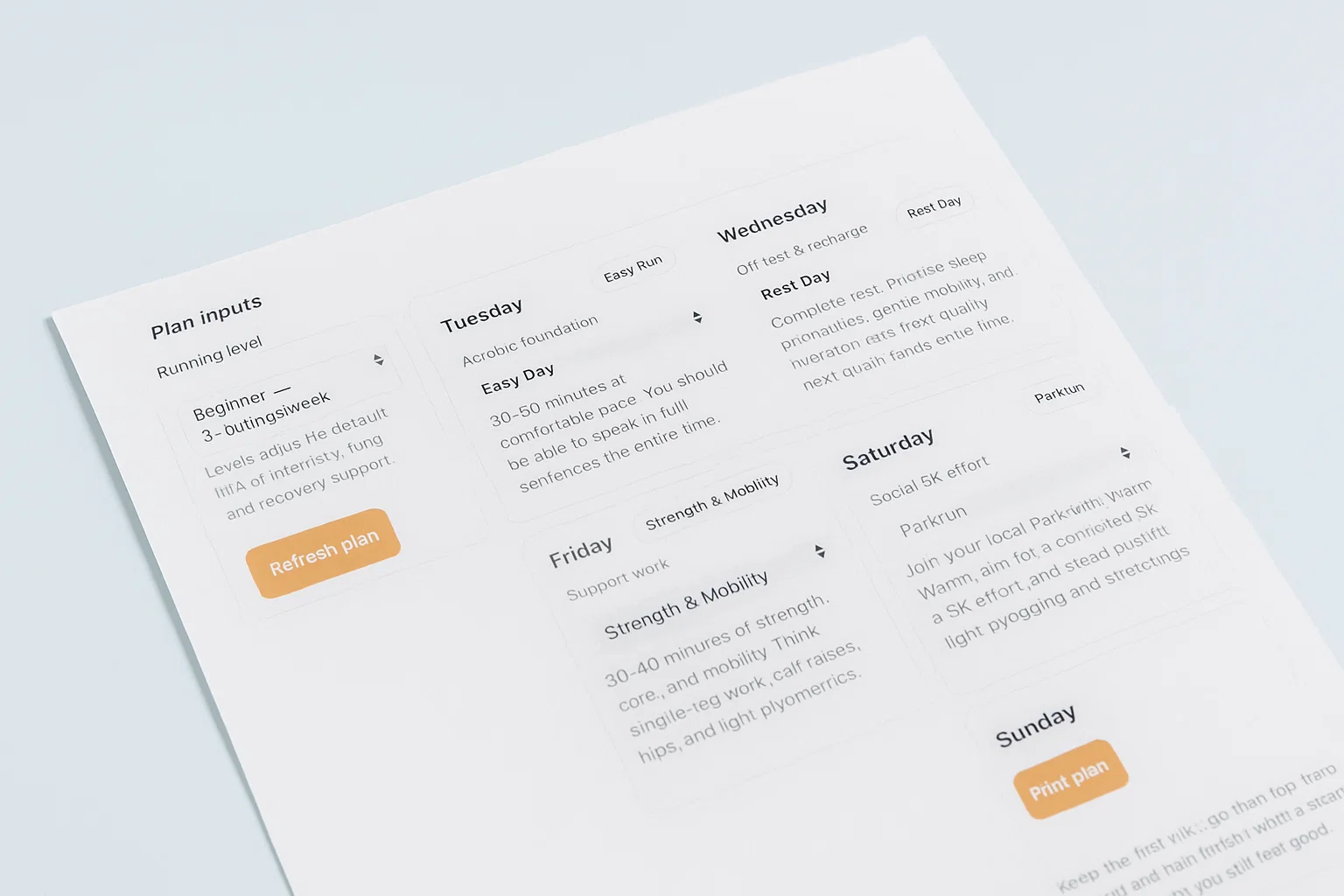 Runner writing in a training planner
